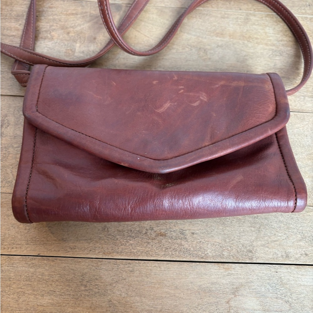 Chic Brown Leather Crossbody Bag vintage